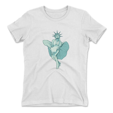 Statue Of Liberty Marilyn Monroe Womens T-Shirt in White color